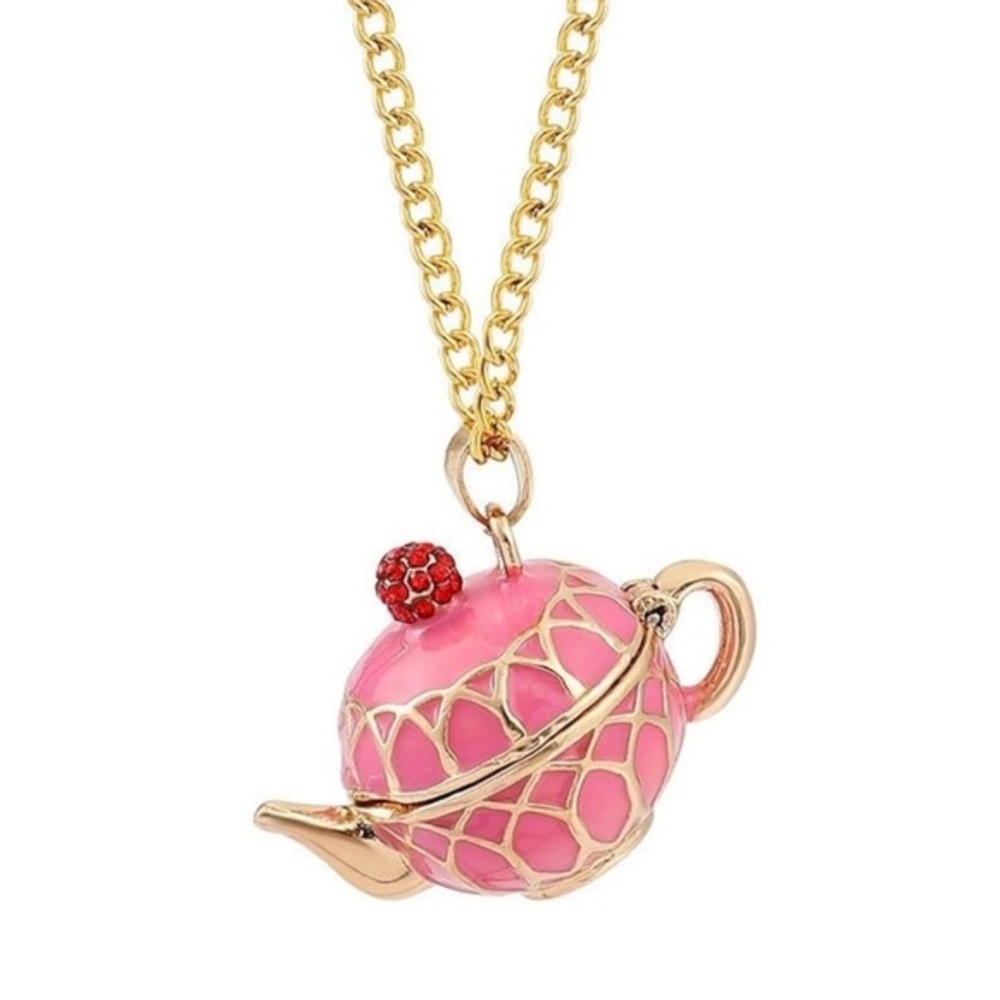 Pink Teapot Pendant Necklace
